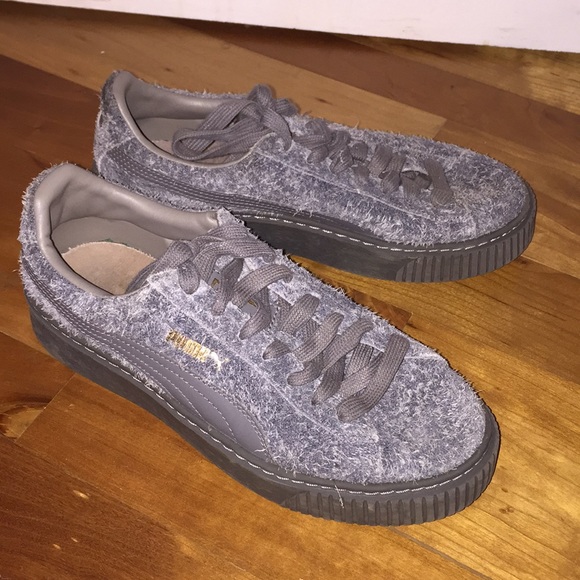 puma suede platform grey